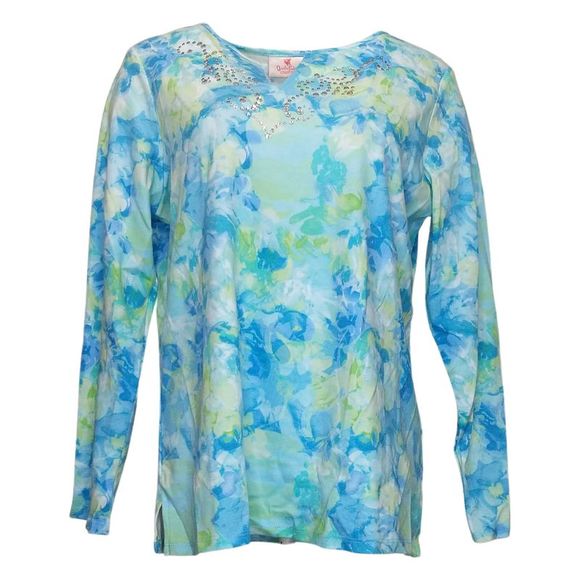 Blouse Rétro Vintage à Col Fleuri Rouge - Taille Plus 1X, Occasion Parfait état